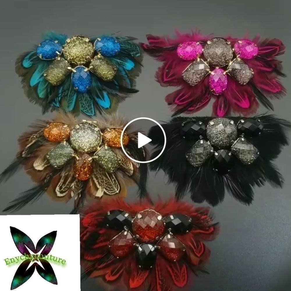 Feathers Detachable shoe clip/brooch - Picture 12 of 12